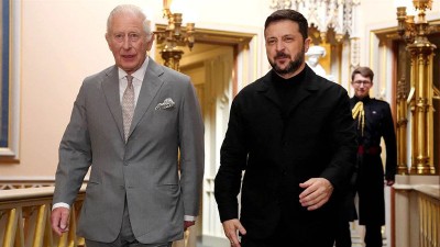 Крал Чарлз и президентът на Украйна Володимир Зеленски в замъка Уиндзор на 23 Юни 2025 г.