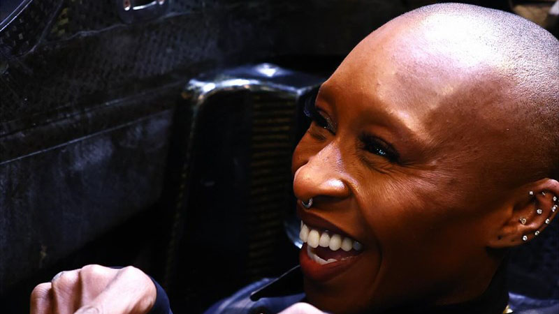 Синтия Ериво в булид от Формула 1.